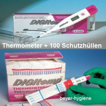 Elektronisches Fieberthermometer + 100 Hüllen